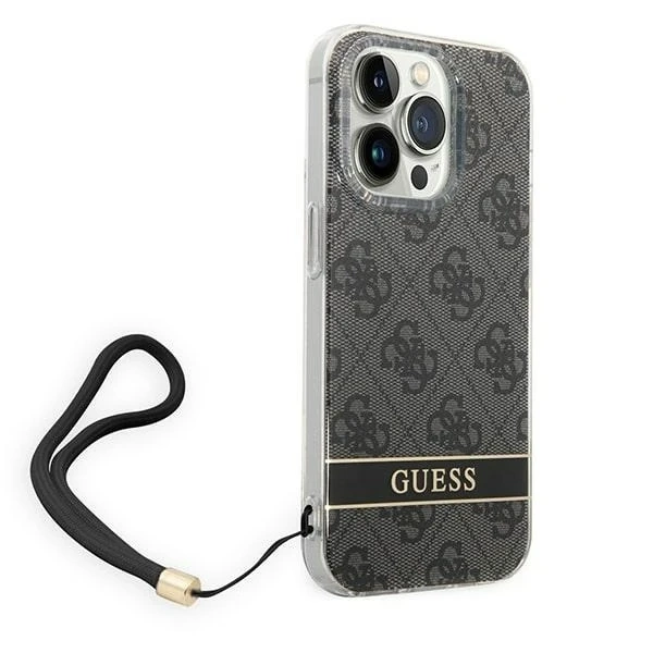 Etui Guess GUOHCP14XH4STK iPhone 14 Pro Max 6,7" čierne/čierne pevné puzdro 4G tlačový remienok