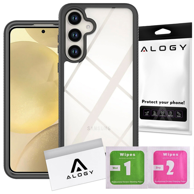 Hülle für Samsung Galaxy S24 Plus Gepanzerte Abdeckung Hydrogel-Bildschirmfolie Hülle 360 Defense Pro Schwarz