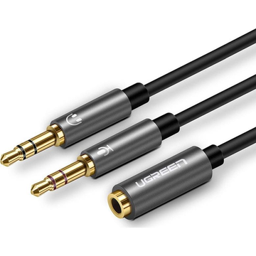 UGREEN AV192 AUX audio rozdeľovač slúchadiel mikrofón na 3,5 mm mini jack kábel (sivý)