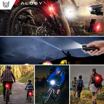 Svetlo na bicykel 2v1 Predné Zadné Vodotesné IPX4 LED Predné Zadné USB Svetlo Svetlo na bicykel Alogy