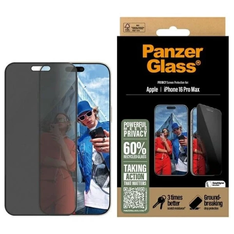 Tempered Glass for iPhone 16 Pro Max PanzerGlass Privacy Screen Protector Ultra-Wide Fit