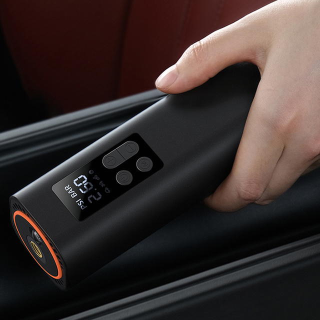 Mini Auto Kompressor Baseus Luftpumpe Luftpumpe Radpumpe LED Lampe Schwarz