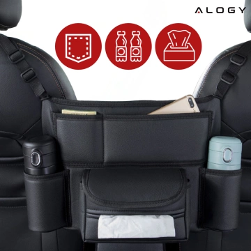 Auto-Organizer für das Auto zwischen Sitzen, Autositz Alogy, Auto-Getränkehalter, Taschentücher, Schwarz