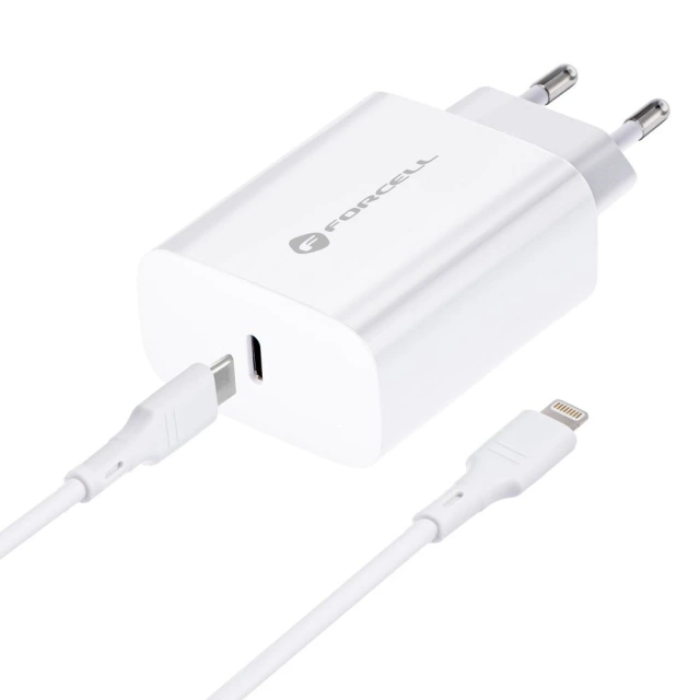 Зарядний пристрій Forcell 20W USB-C PD QC 4.0 Lightning-кабель для iPhone 12 13 14