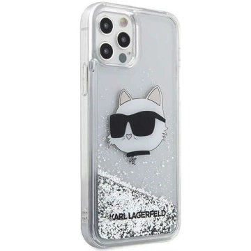 Karl Lagerfeld KLHCP12MLNHCCS ochranné pouzdro na telefon Apple iPhone 12/12 Pro 6,1" stříbrný/stříbrný pevný obal Glitter Choupette Head