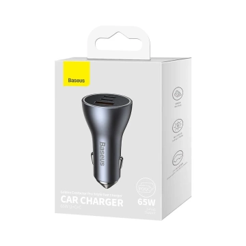 Baseus Golden Contactor Pro autonabíjačka USB-A 2x USB-C 65W tmavo šedá (CGJP010013)