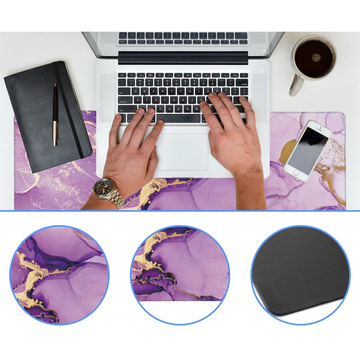 Desk pad for mouse keyboard Anti-slip gaming protective mat XXL 90x40 Alogy Marble purple