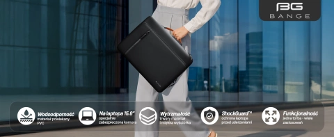 Bange wasserdichter Rucksack für 15,6-Zoll-Laptop, Stadtreisender, 45 x 30 x 16 cm, für Arbeit, Flugzeug, Herren, Damen, mit USB-Anschluss Schwarz