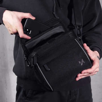 Wozinsky taška na riadidlá na bicykel taška cez rameno čierna (WBHBB-01)