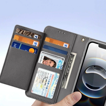 iPhone 16e Dux Ducis Lawa Leather Case with MagSafe Wallet Gray