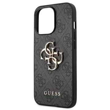 Guess GUHCP13X4GMGGR iPhone 13 Pro Max 6,7" szary/šedé pevné pouzdro 4G velké kovové logo