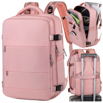 Damen-Reise-Laptop-Rucksack für Koffer, Gepäck, Flugzeug, Arbeit, Schule, 45 x 30 x 20 cm, Alogy Pink