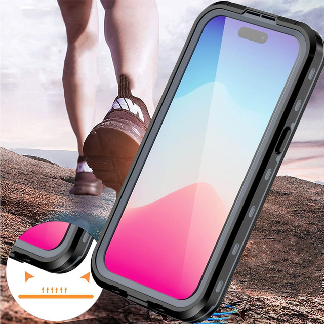 Etui do iPhone 15 Plus wodoodporne Mag Safe Case pancerne wodoszczelne obudowa czarno-szare