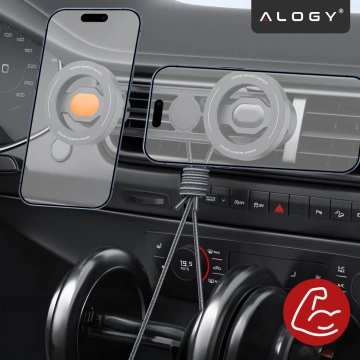 Auto-Lüftungshalterung – MagSafe Doppelhalterung für 2 Smartphones, robust und stabil, magnetisches Design – Alogy MagGrip™ Duo Schwarz