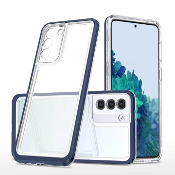 Priehľadné puzdro 3v1 na silikónový kryt Samsung Galaxy S23 Plus s rámom modrý
