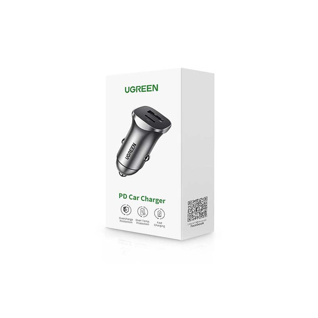 Автомобільний зарядний пристрій UGREEN CD130, USB-A PD 3.0, USB-C, QC3.0 30 Вт (сірий)