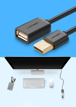 UGREEN kabel USB (samice) - USB (samec) adaptérový kabel 2m černý (10316)