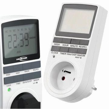 Timer on/off switch Energy saving LCD timer for EU socket white