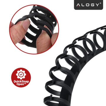 Pružinový organizér káblov pod stôl – flexibilný samolepiaci kryt na vedenie káblov 50 × 4 cm – Alogy CableStrip™ čierny