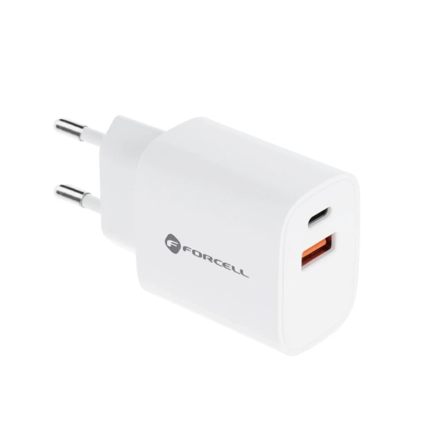 Настінний зарядний пристрій FORCELL F-ENERGY Type C USB A PD QC4.0 3A 30W Білий