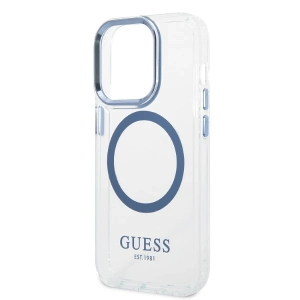 Etui Guess GUHMP14XHTRMB iPhone 14 Pro Max 6,7" niebieski/синій жорсткий чохол Metal Outline Magsafe