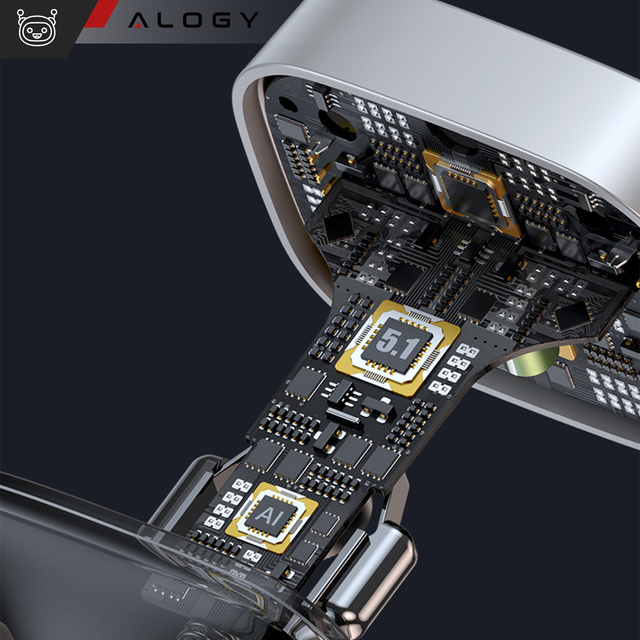 Transmiter samochodowy Bluetooth FM MP3 Szybka Ładowarka 2 x USB QC 3.0 + USB-C C PD 20W LED RGB Alogy Car srebrny