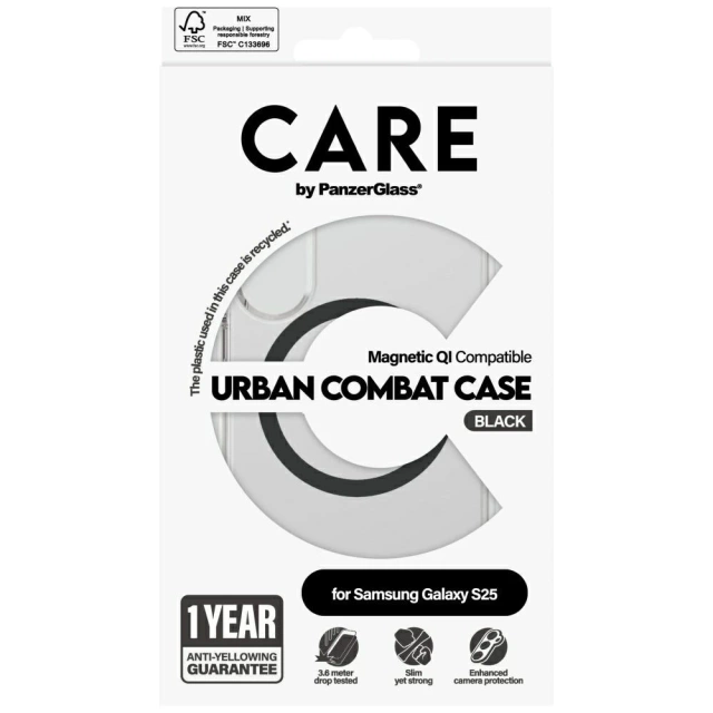 Чохол для Samsung Galaxy S25 CARE від PanzerGlass Flagship Urban Combat QI Black