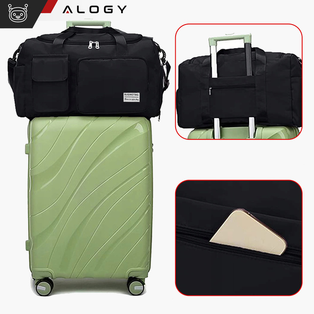 Men's women's sports shoulder bag for the gym for the plane hand luggage 44x26 training black Alogy Black