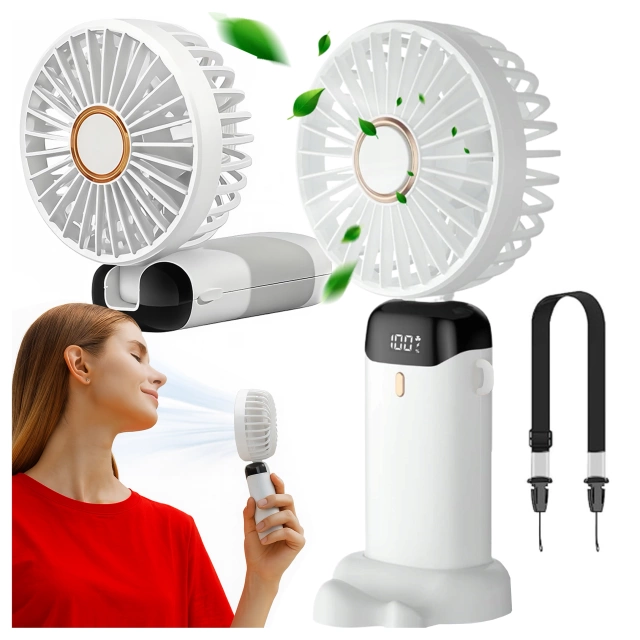 Fan Fan Handheld Fan Wireless Alogy Desktop Portable Handheld with Phone Holder USB-C Navy Blue