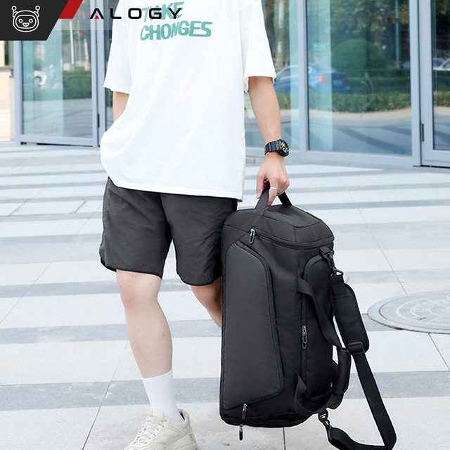 Pánská dámská sportovní taška na rameno na trénink do tělocvičny, cestovní taška z termolátky, objem 40l Alogy Black