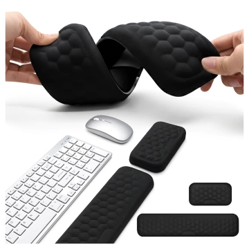 Alogy ErgoSupport™ Memory Foam Wrist Rest, Ergonomic Keyboard and Mouse Set, Anti-Slip and Breathable – Black