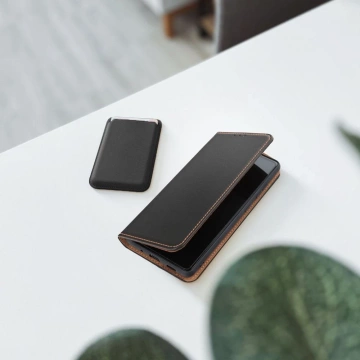 SMART PRO leather case with flap and holster for iPhone 15, black