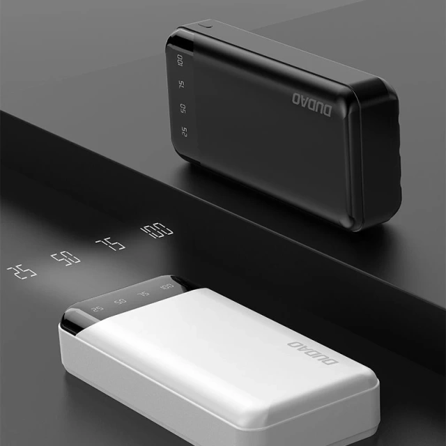 Dudao priestranná powerbanka s 3 vstavanými káblami 20000mAh USB Type C micro USB Lightning biela (Dudao K6Pro)