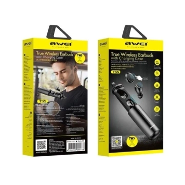 AWEI Bluetooth 5.0 slúchadlá T55 TWS dokovacia stanica čierna/čierna
