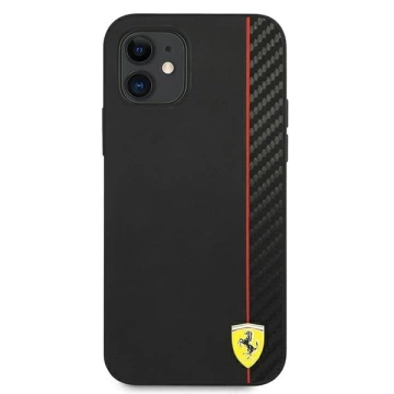 Puzdro Ferrari iPhone 12 mini 5,4" čierne/čierne pevné puzdro On Track Carbon Stripe