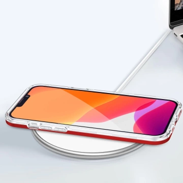 Priehľadné puzdro 3v1 na iPhone 13 Pro rámové gélové puzdro červené