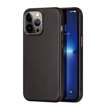Dux Ducis Naples etui do iPhone 13 Pro skórzany pokrowiec (kompatybilny z MagSafe) ciemnobrązowy