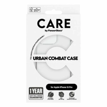 Průhledný kryt CARE od PanzerGlass Urban Combat pro iPhone 15 Pro
