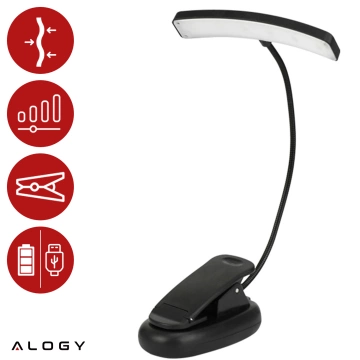 Alogy LED Desk Lamp with Rechargeable Reading Clip Black