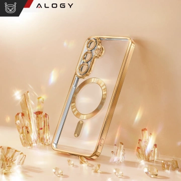 Puzdro MagSafe pre Apple iPhone 16 Pro Max Alogy Glamour puzdro na luxusný prsteň zlato-priehľadné