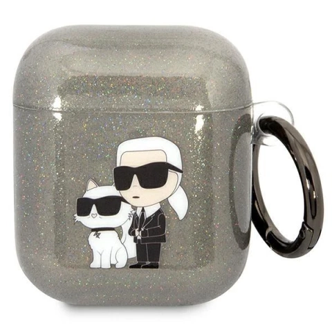 Protective case for headphones Karl Lagerfeld for Airpods 1/2 cover black/black Gliter Karl