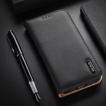 Dux Ducis Hivo leather case with a flap cover made of genuine leather wallet for cards and documents iPhone 14 Pro Max red