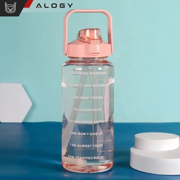 Große Flasche, Trinkflasche Alogy MotivHydro Motivational Messbecher 2l 2000ml Pink