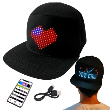 Šiltovka Alogy PixelCap™ LED s RGB LED osvetlením, Bluetooth Pixels, ovládanie mobilným telefónom, aplikácia Pixel, čierna