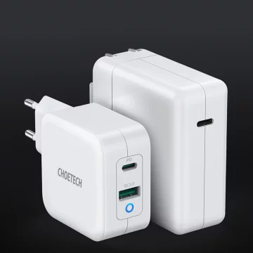 Choetech fast charger GaN USB Type C PD USB-A QC3.0 65W 3.25A white (PD8002)