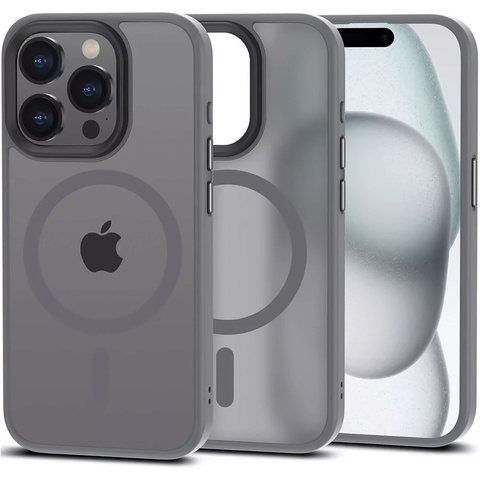 Чохол для iPhone 15 Pro Mag Safe Case MagMat задня кришка телефону матове сіре скло