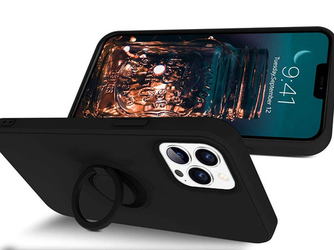 Ring Ultra Slim Alogy Silicone Case for iPhone 12/ 12 Pro 6.1 Black Glass