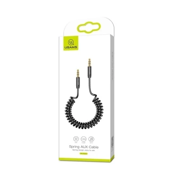 USAMS Adaptér Spring audio jack 3,5 mm -3,5 mm 1,2 m čierny/čierny SJ256YP01 (US-SJ256)