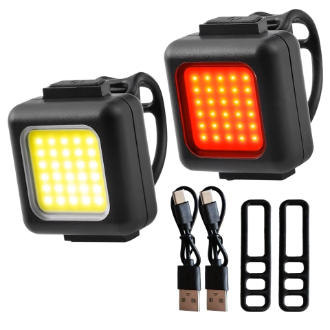 Bicycle light for bicycle front rear set of 2 lights front rear COB USB Alogy Bike Light