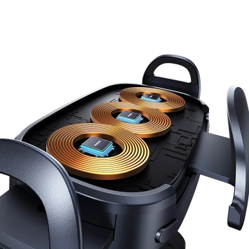 Baseus LightChaser Car Holder with Triple Coil Wireless Charger - Black